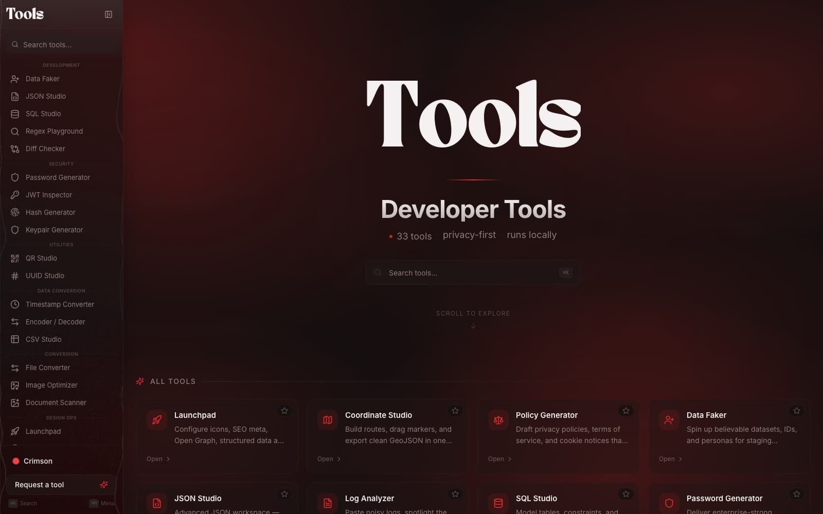 Tools interface